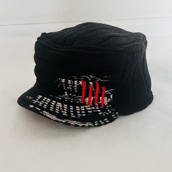 Bio-Domes headgear military style wool cap hat blk/red - Picture 2 of 3